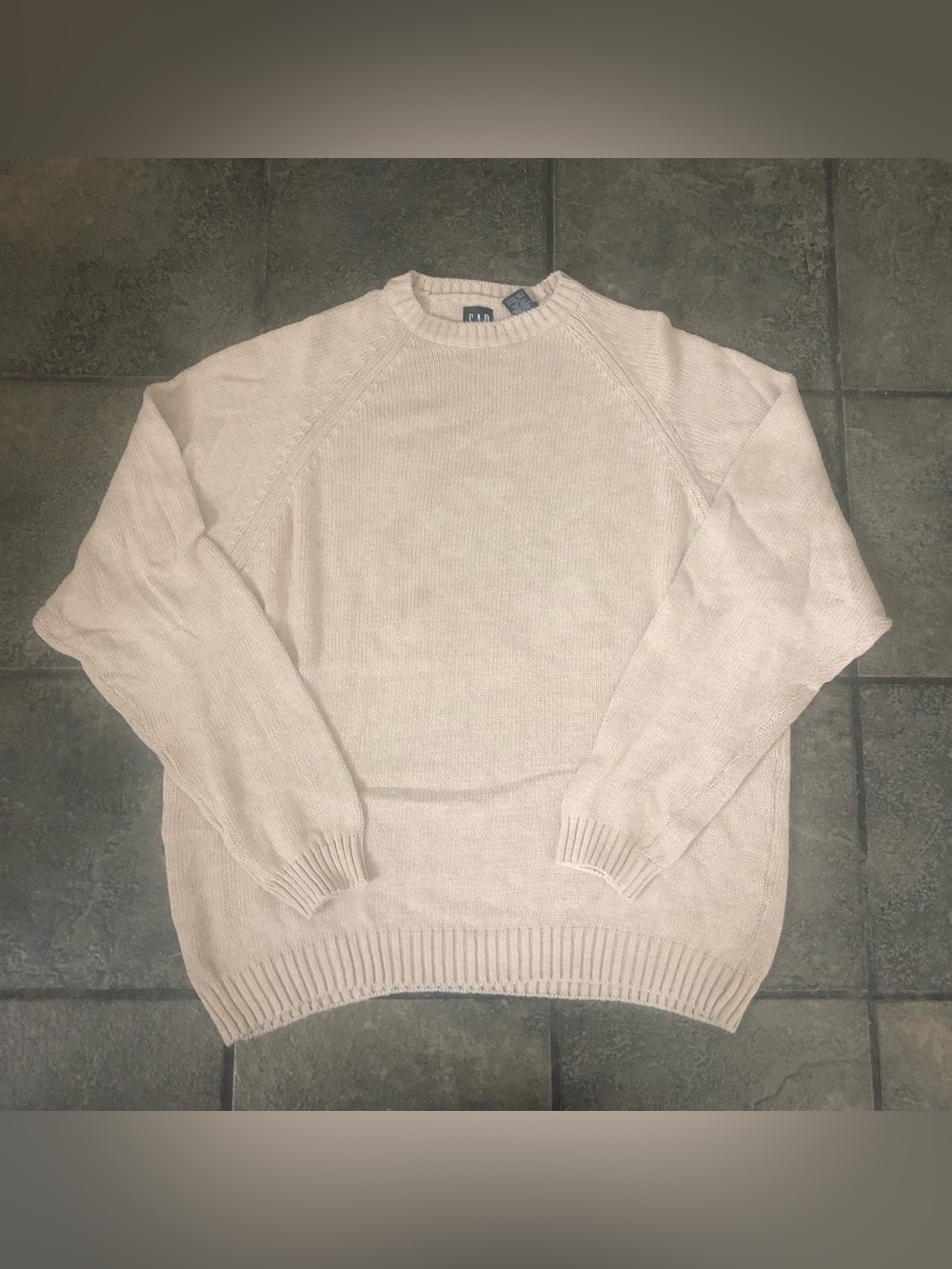 Vintage 90s Gap Blue Label Knit Sweater Size XL Tan